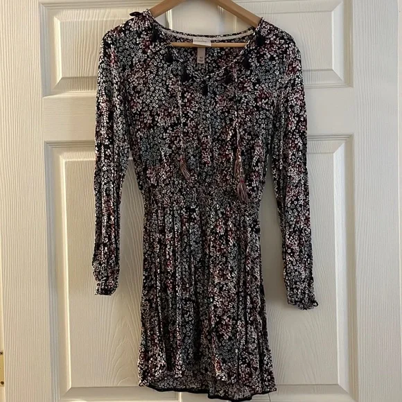 Blue & Purple Floral Longsleeved Dress - Picture 1 of 3